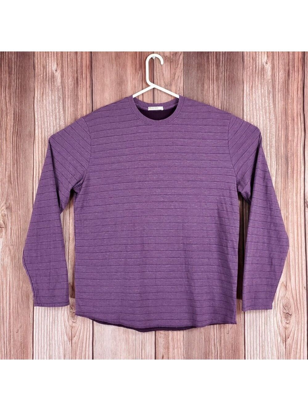 Marine Layer Mens Size Large Purple Double Knit Striped LS Shirt Rayon Blend